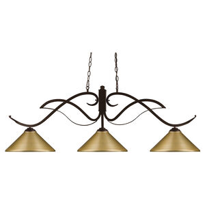 Phoenix 3 Light 52 inch Bronze Billiard Ceiling Light in 18.5, Satin Gold Steel