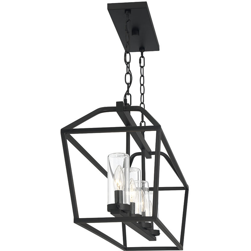 Bastille 4 Light 10 inch Satin Black Outdoor Chandelier