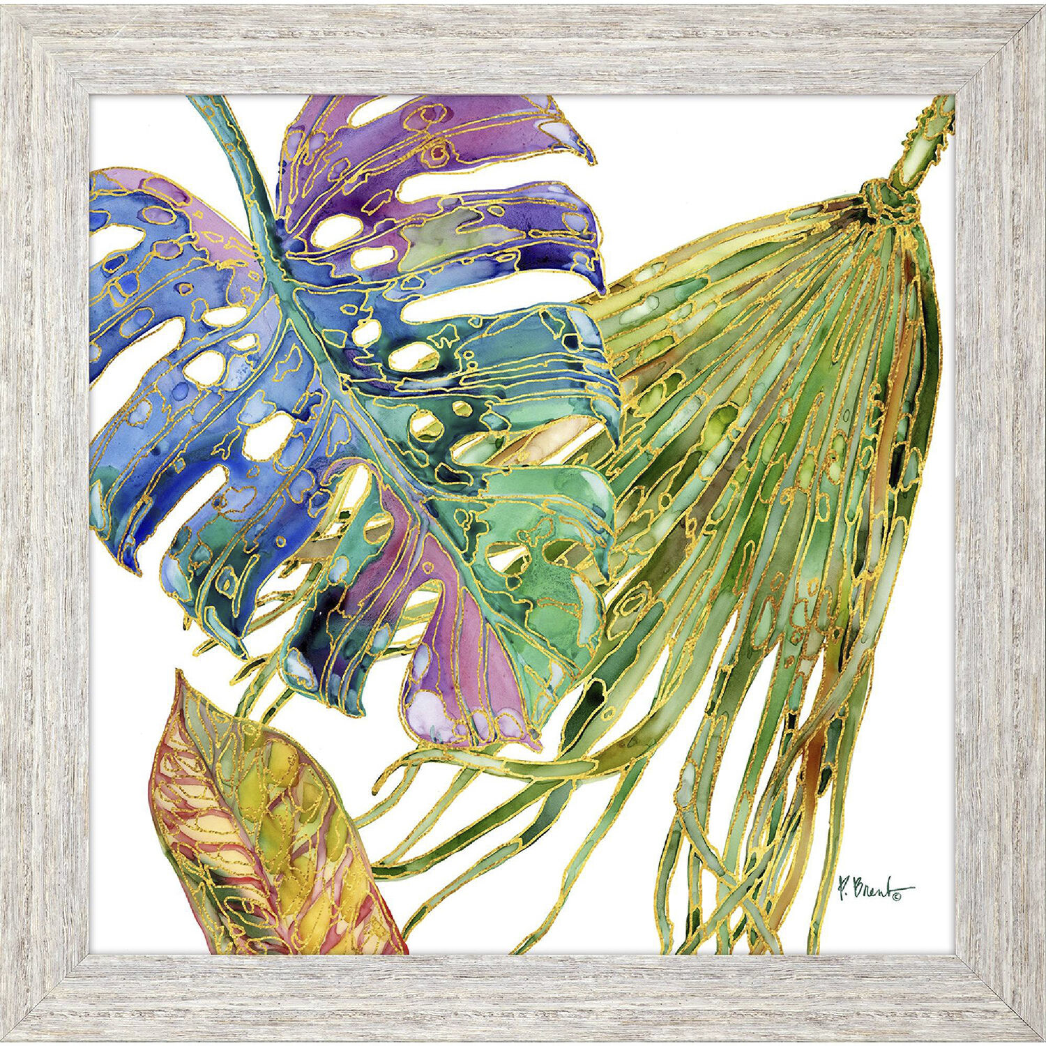 Spectrum Palm Fronds 28 X 28 inch Non-Glass Framed Art, Propac