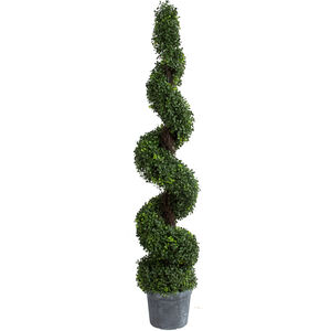 Spiral Boxwood Green/Weathered Grey Faux Plant