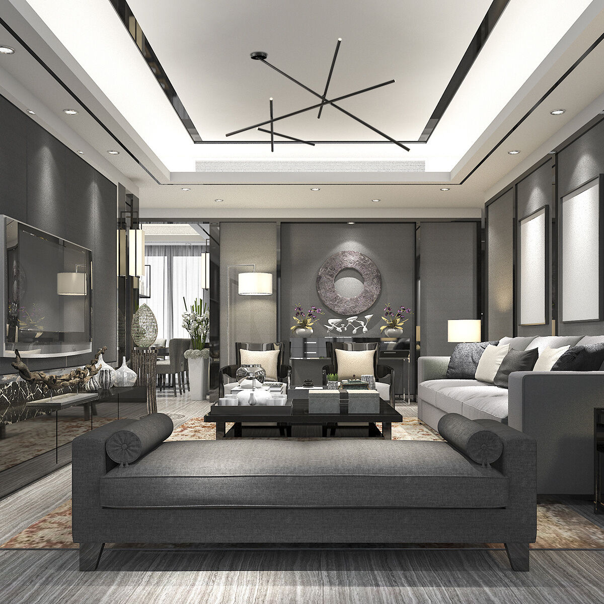 Crossroads LED 36.25 inch Black Flush Mount Ceiling Light