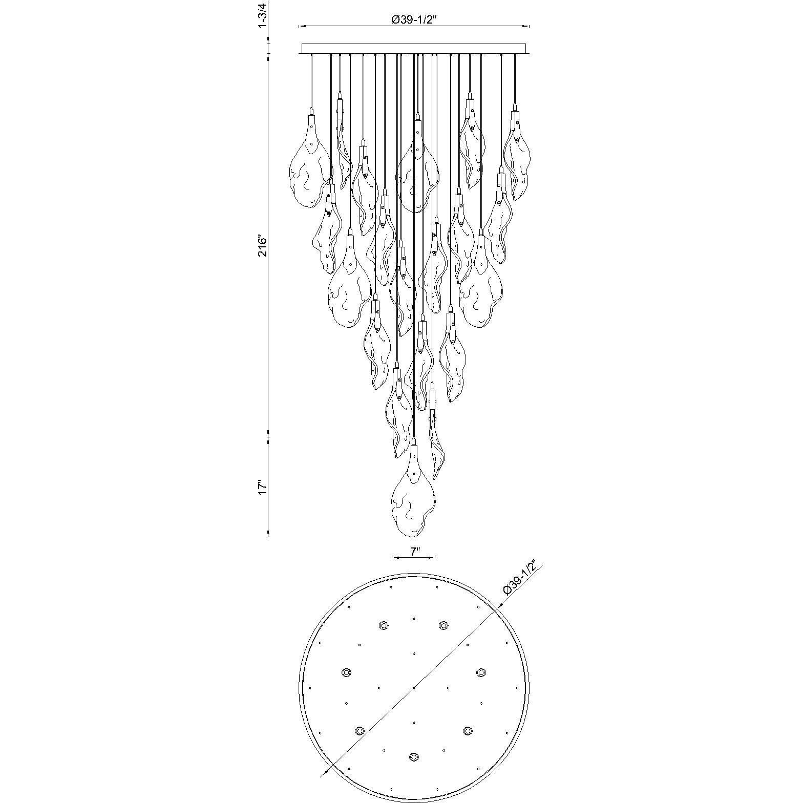 Jateo LED 39.5 inch Gold Multi Drop Chandelier Ceiling Light