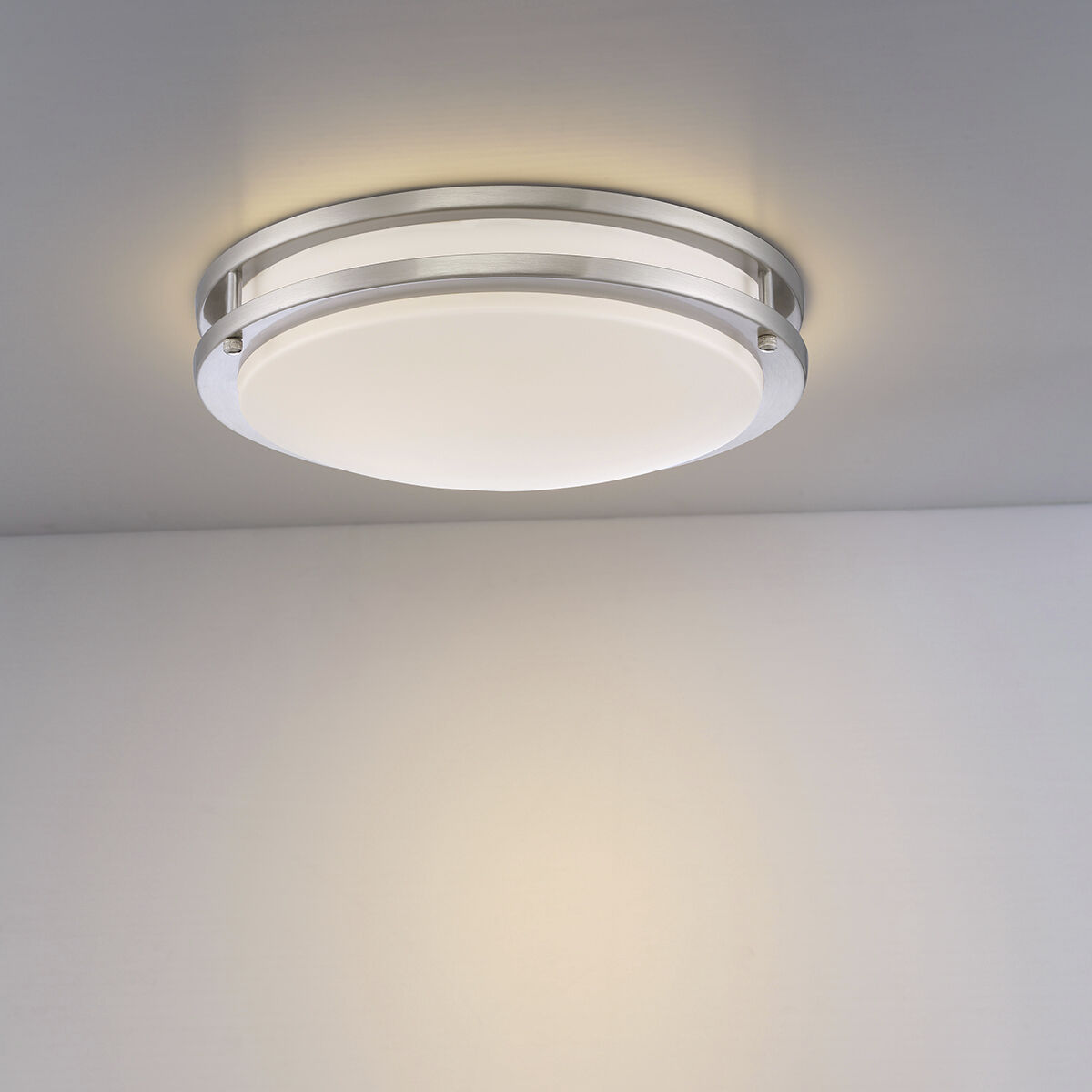 Warden 14 inch Satin Nickel Flush Mount Ceiling Light, Small