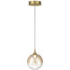 Iissa LED 6.25 inch Gold Pendant Ceiling Light in Amber