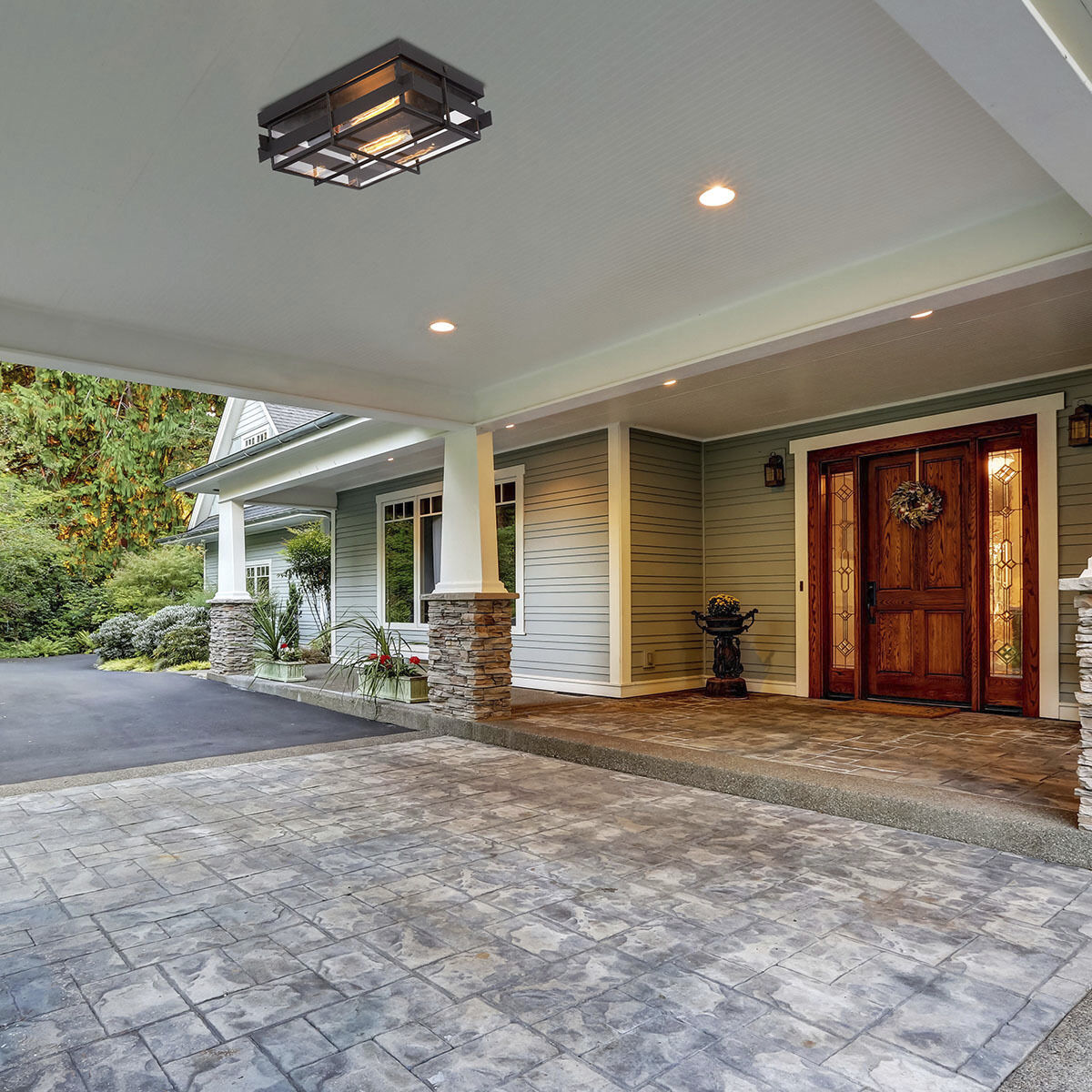 Muller 2 Light 14 inch Black Outdoor Flush Mount