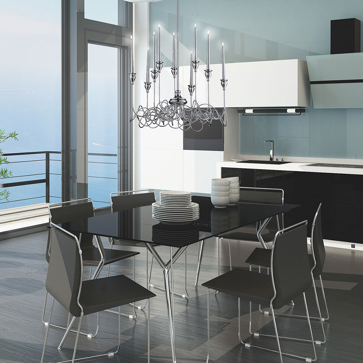 Candela 9 Light 23 inch Chrome Chandelier Ceiling Light