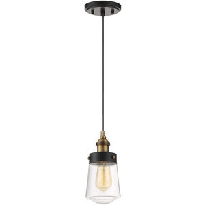 Macauley 1 Light 4.75 inch Vintage Black with Warm Brass Mini-Pendant Ceiling Light