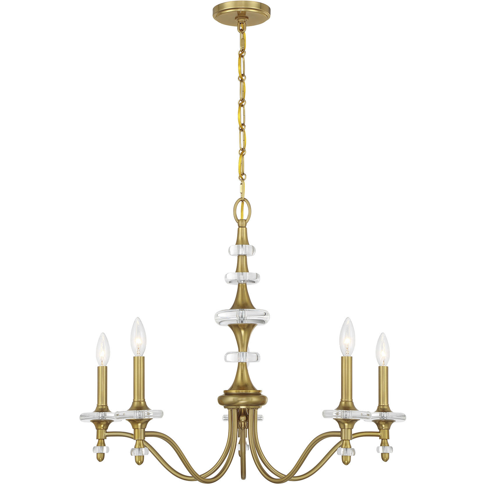 Champlain 5 Light 28 inch Warm Brass Chandelier Ceiling Light