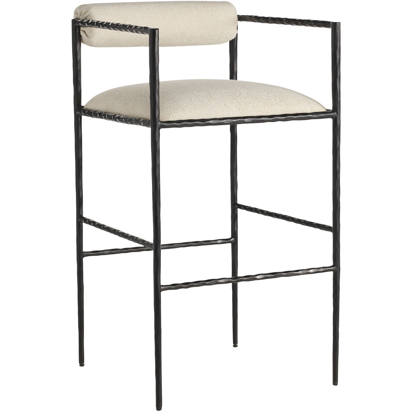 Barbana 39 inch Oxford White and Natural Iron Bar Stool