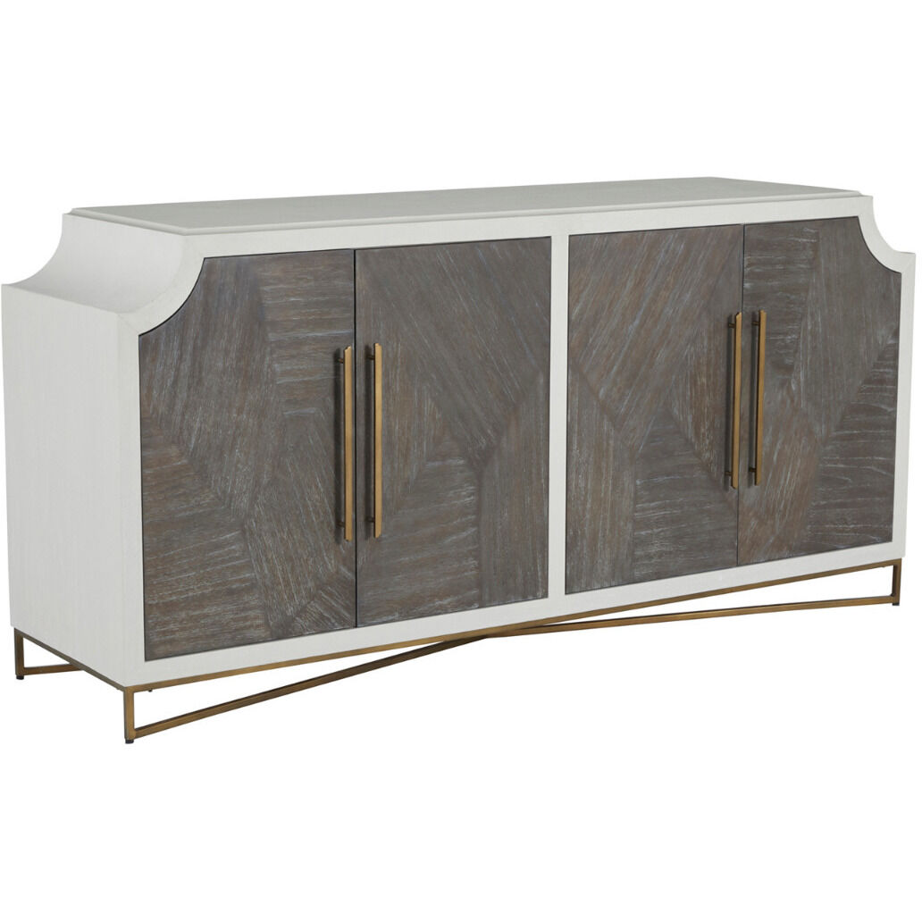 Kirsten Cerused White / Cerused Coal / Stained Brass Cabinet