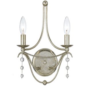 Metro 2 Light 10 inch Antique Silver Sconce Wall Light