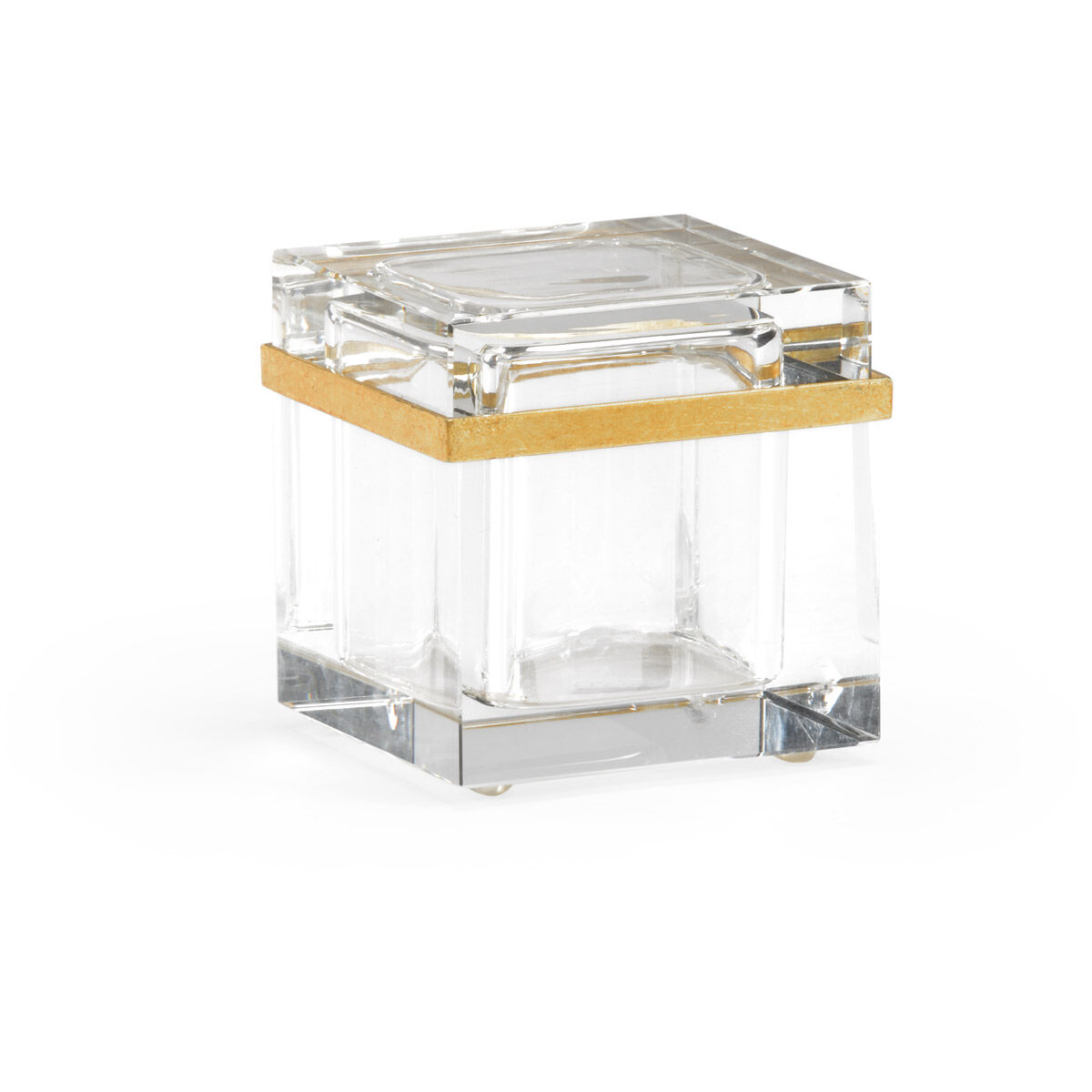 Claire Bell 4 inch Clear/Antique Gold Leaf Decorative Box