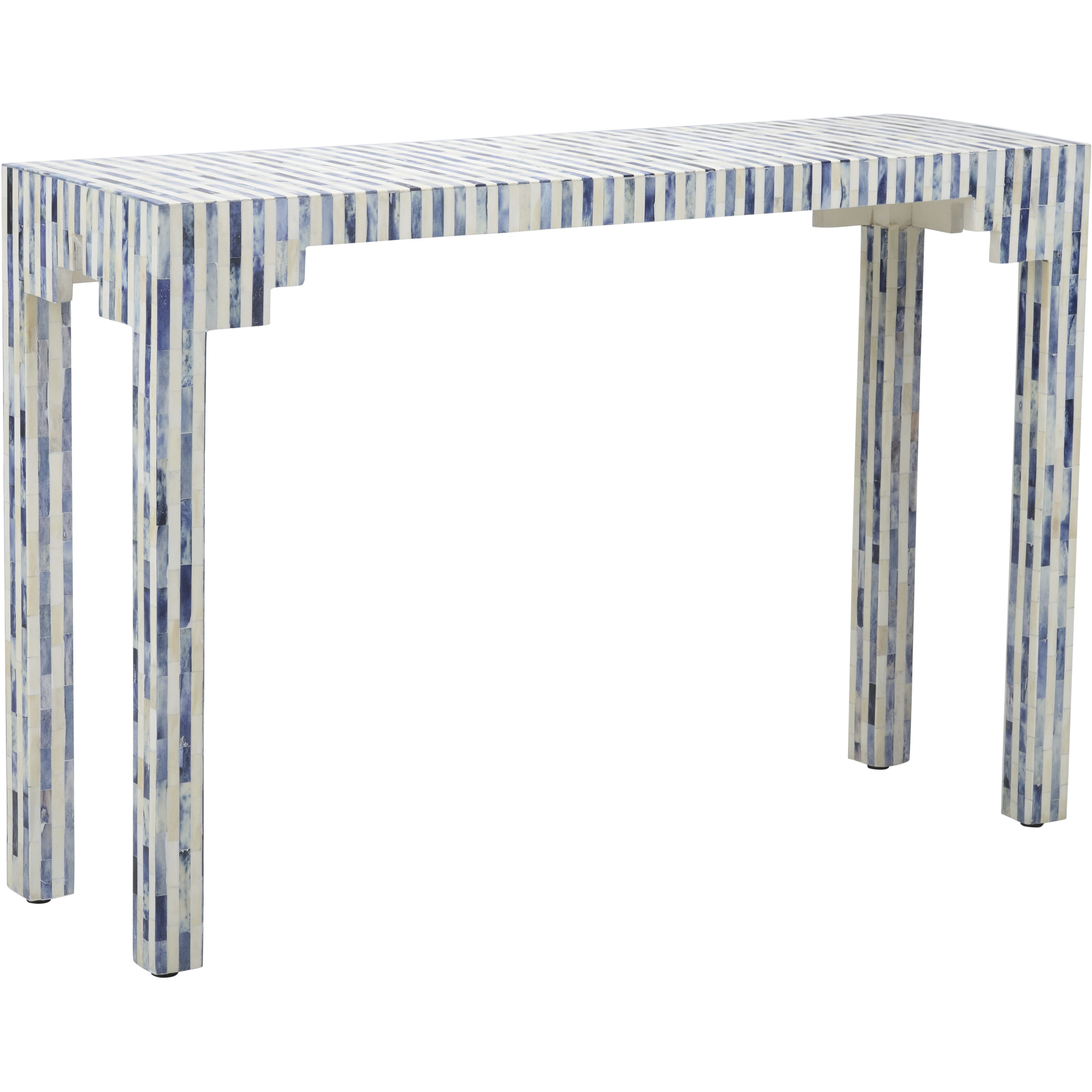 Bone Inlay 48.25 inch Blue and White/Cream Console Table