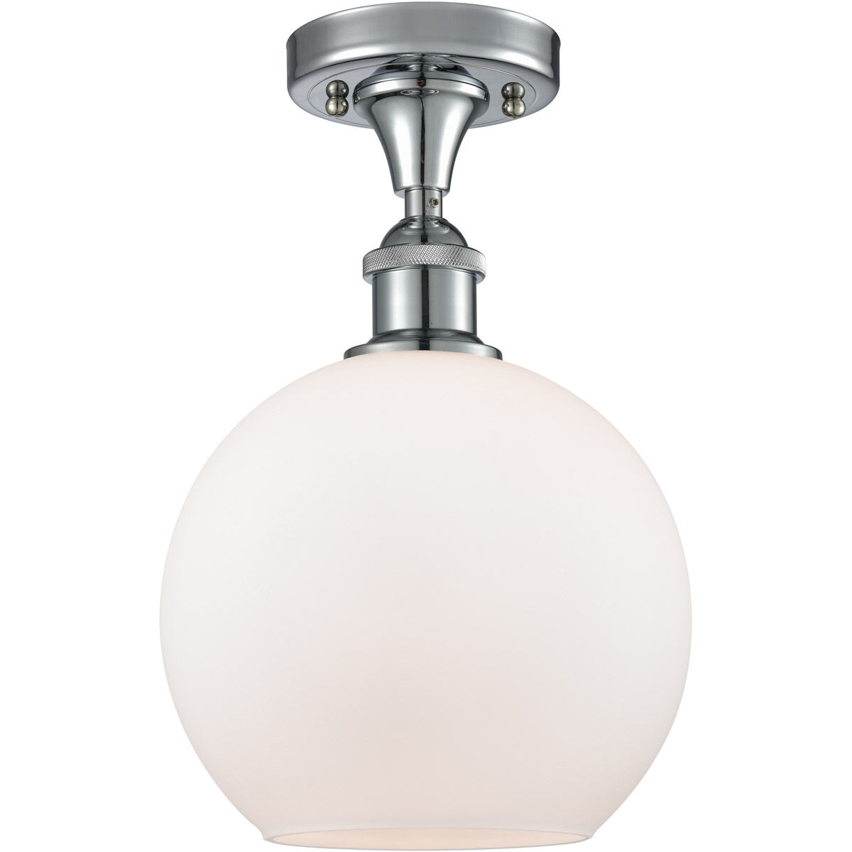 Ballston Athens LED 8 inch Polished Chrome Semi-Flush Mount Ceiling Light in Matte White Glass, Ballston