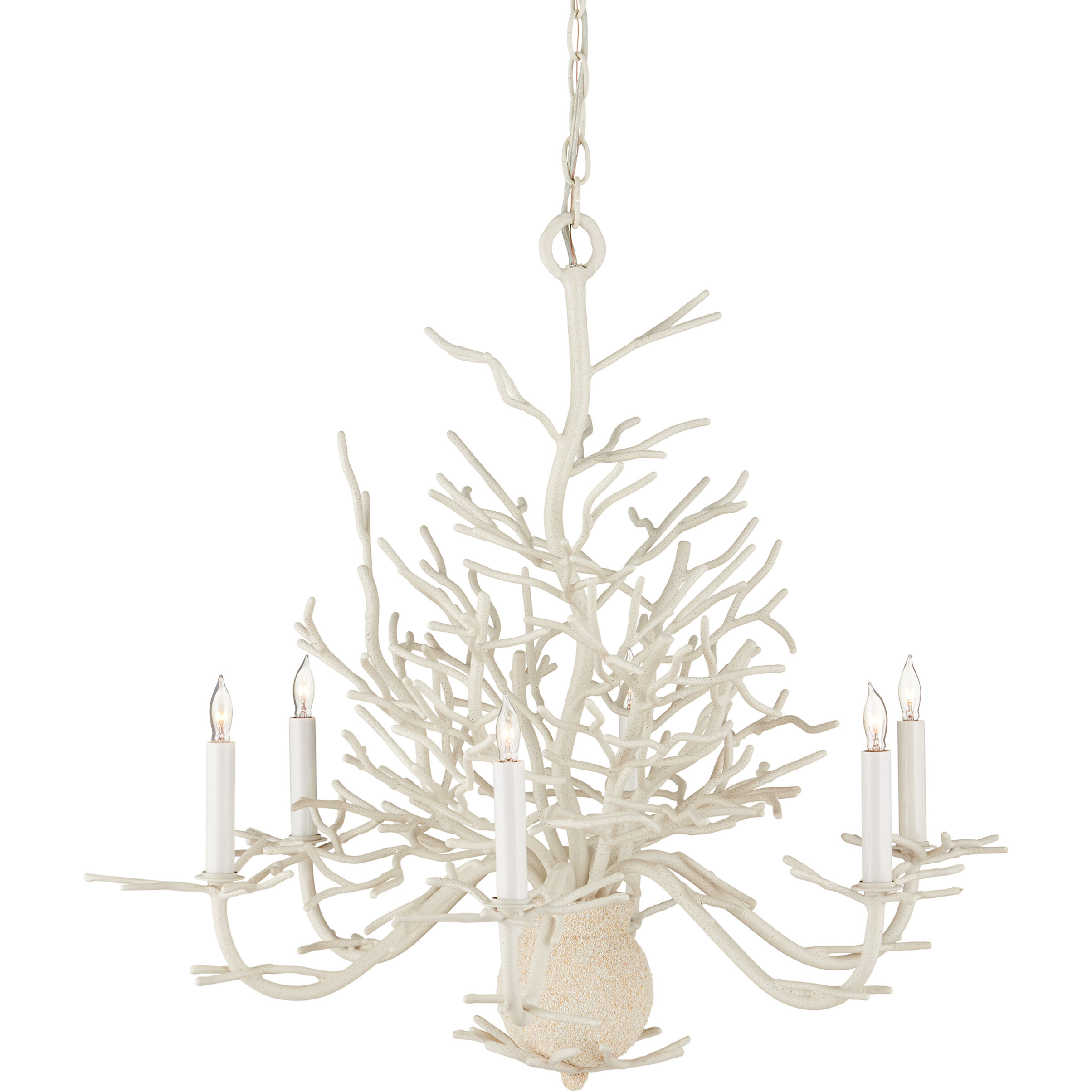 Seaward 6 Light 29 inch White Coral/Natural Sand Chandelier Ceiling Light, Small
