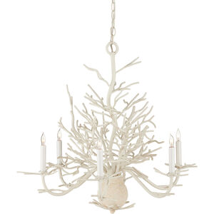 Seaward 6 Light 29 inch White Coral/Natural Sand Chandelier Ceiling Light, Small