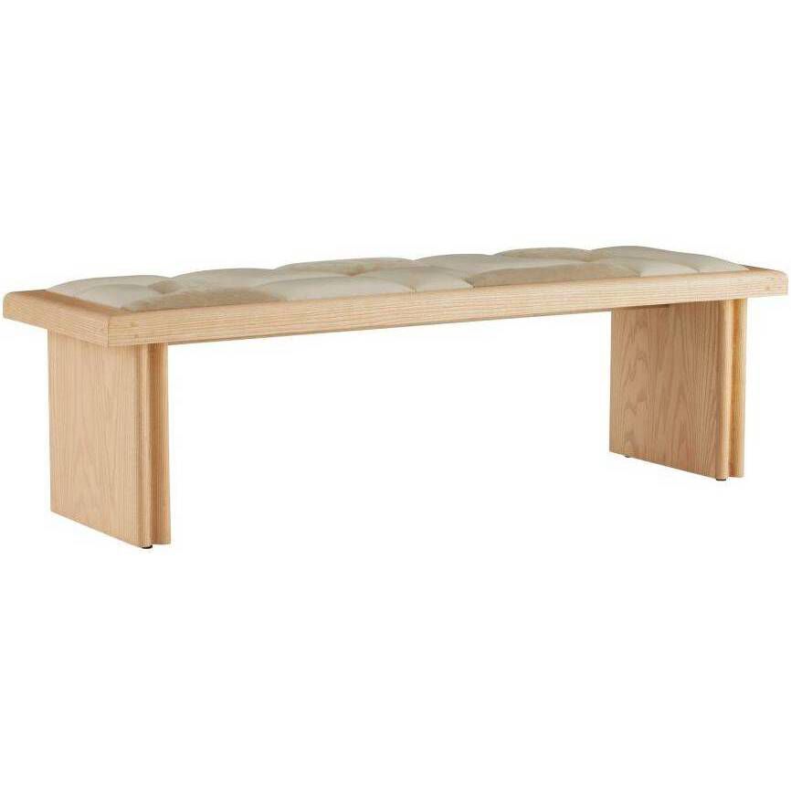 Fairfield Greige Leather and Taupe Suede with Blonde Wood Bench