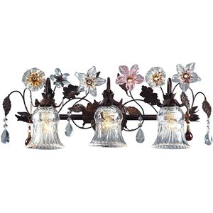 Cristallo Fiore 3 Light 26 inch Deep Rust Vanity Light Wall Light