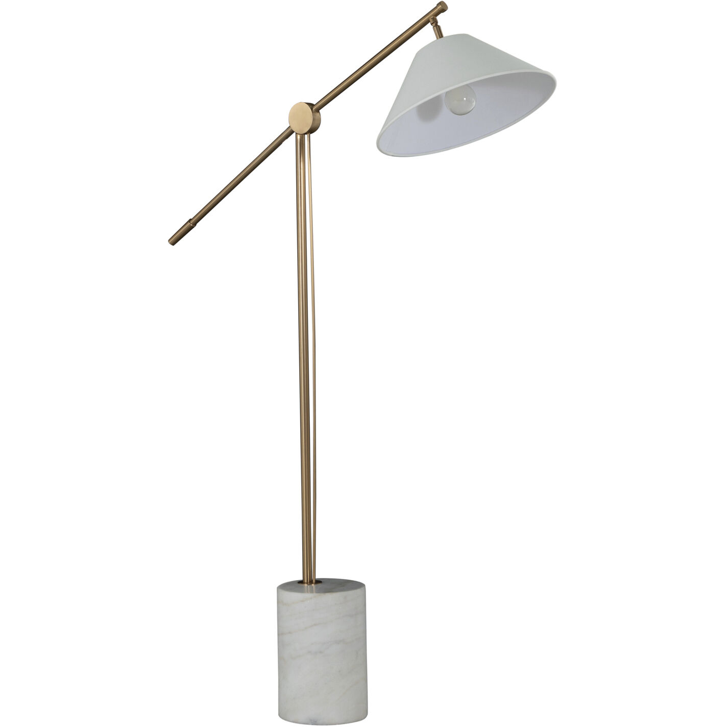Estelle 55 inch Brass / White Linen Floor Lamp Portable Light