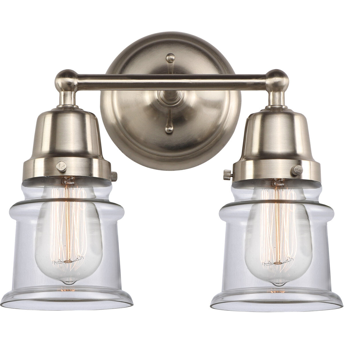 Aditi Small Canton 2 Light 13.25 inch Brushed Satin Nickel Bath Vanity Light Wall Light, Aditi