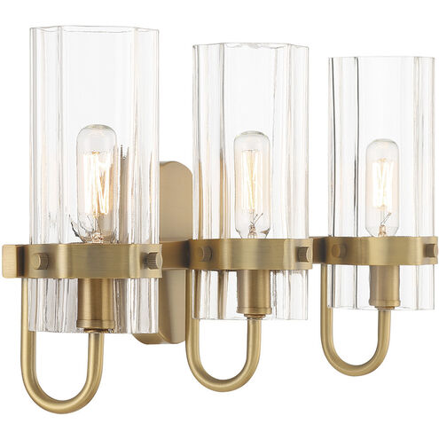 Brook 3 Light 22 inch Gold Vanity Light Wall Light