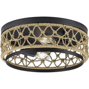 Chandra 2 Light 12 inch Matte Black Flushmount Ceiling Light, Design Series