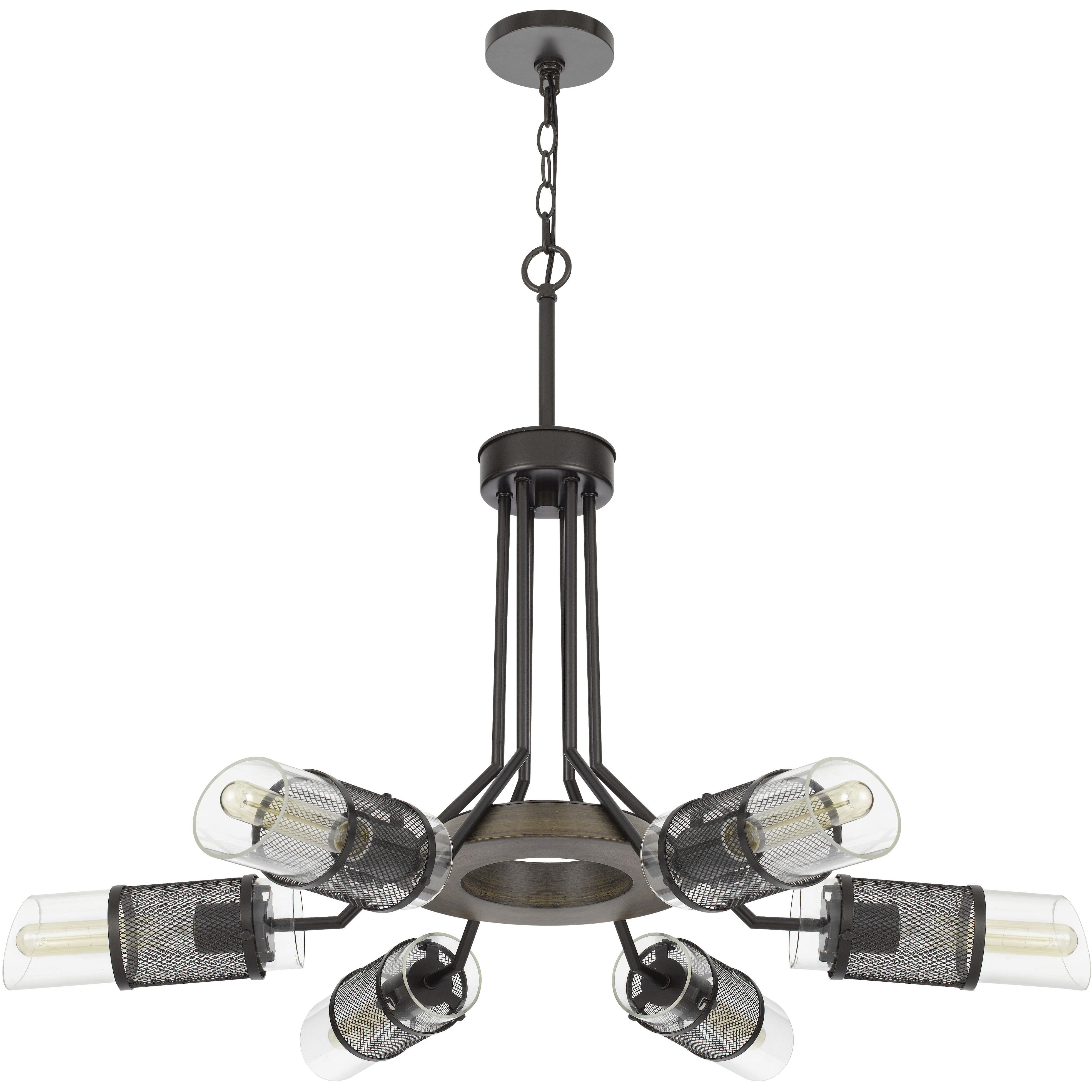 Savona 6 Light 36 inch Wood/Black Chandelier Ceiling Light
