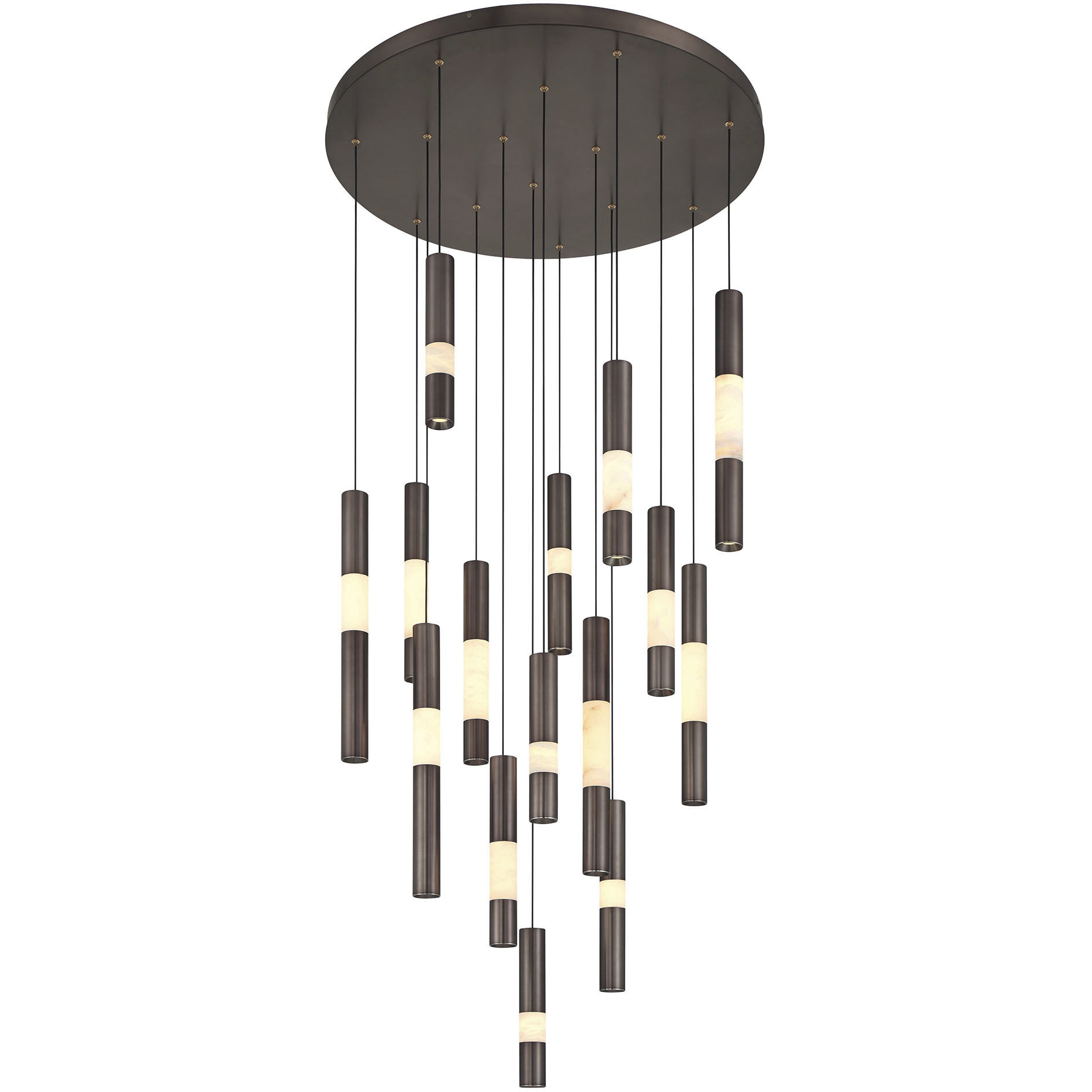 Ronda LED 32 inch Harlow Bronze Multi Drop Chandelier Ceiling Light