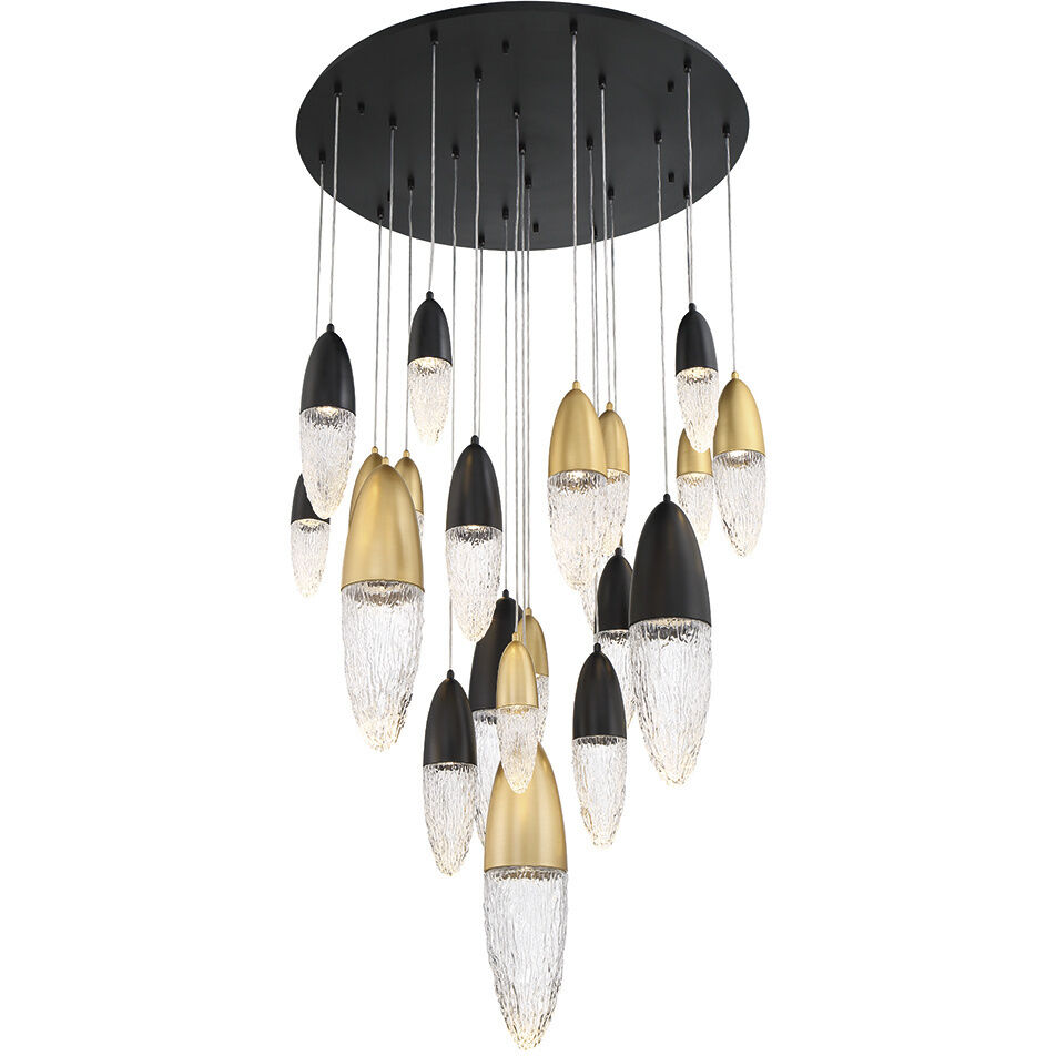 Ecrou 22 Light 39.75 inch Gold and Black Chandelier Ceiling Light