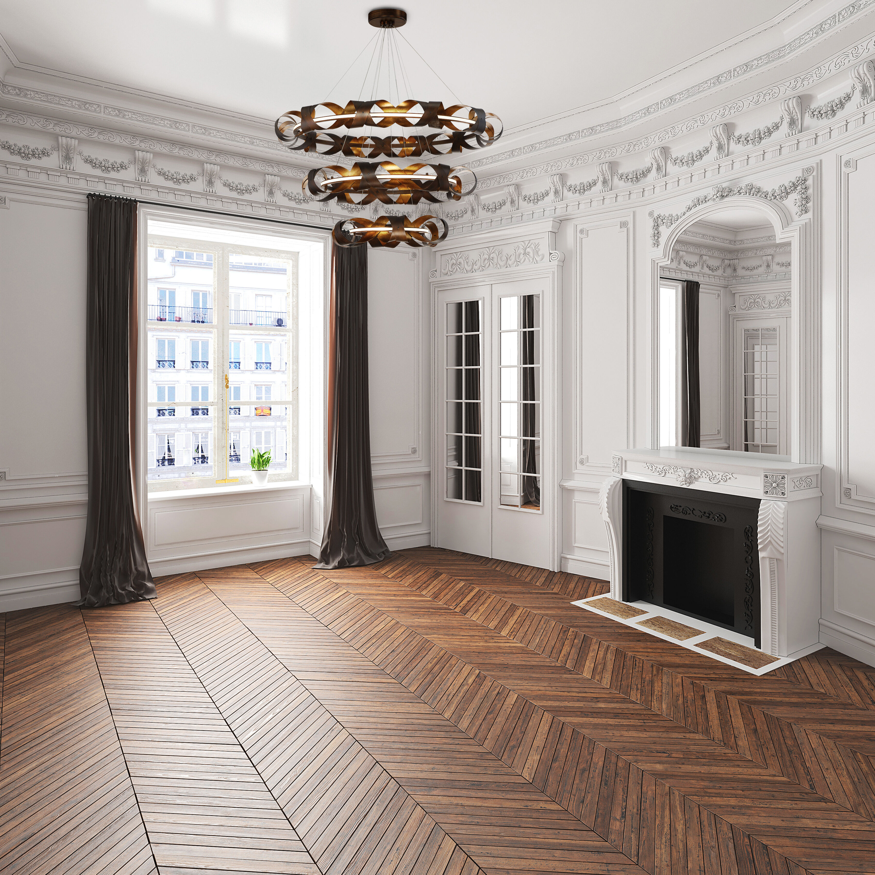 Banderia LED 43.75 inch Bronze and Gold Chandelier Ceiling Light