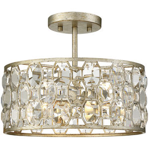 Shabby Chic 2 Light 13 inch Silver Gold Semi-Flush Ceiling Light
