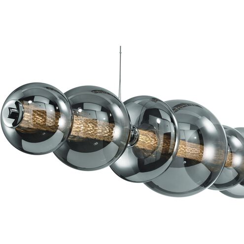 Atomo Linear Chandelier Ceiling Light in Chrome, Smoke
