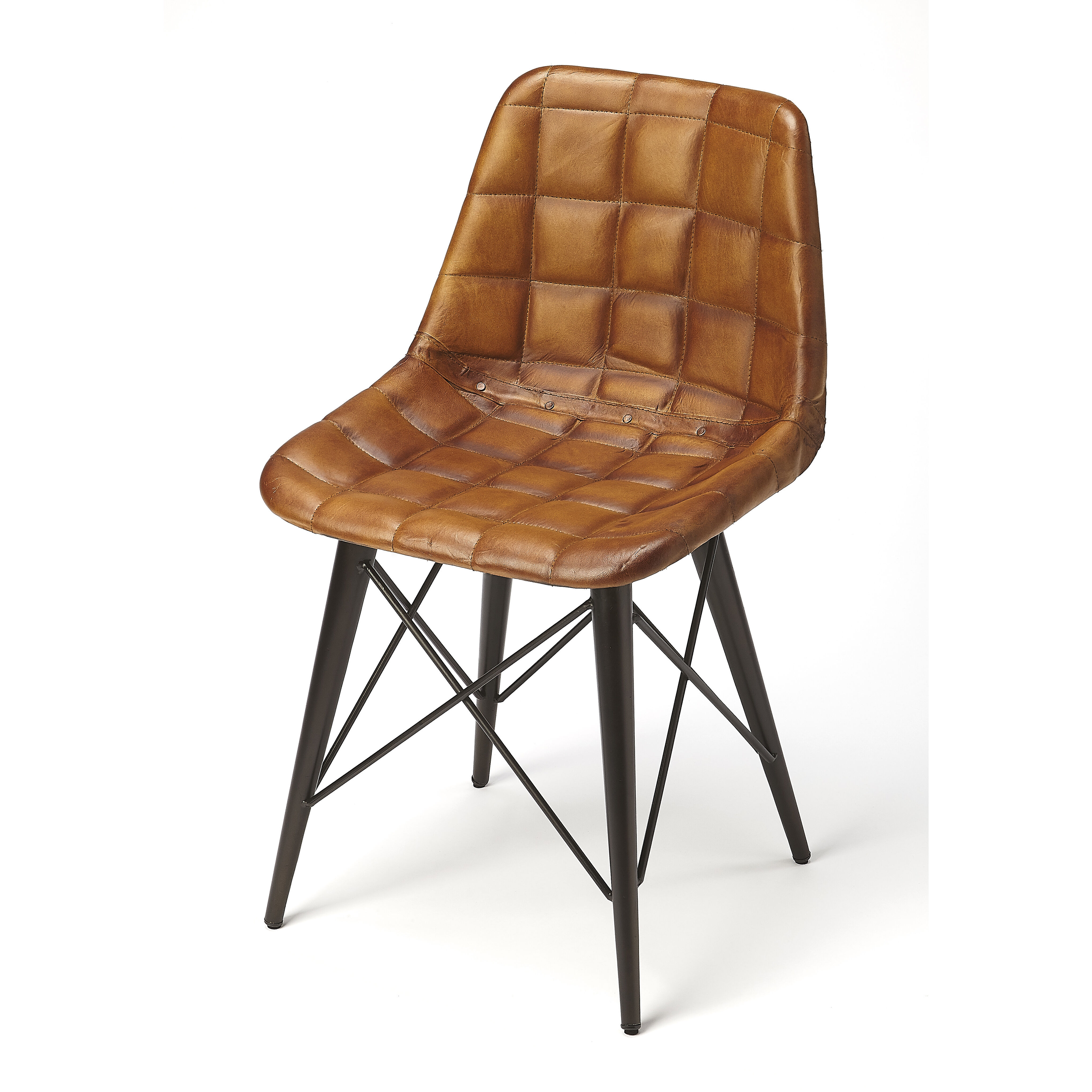 Industrial Chic Patty  Brown Leather Accent Chair
