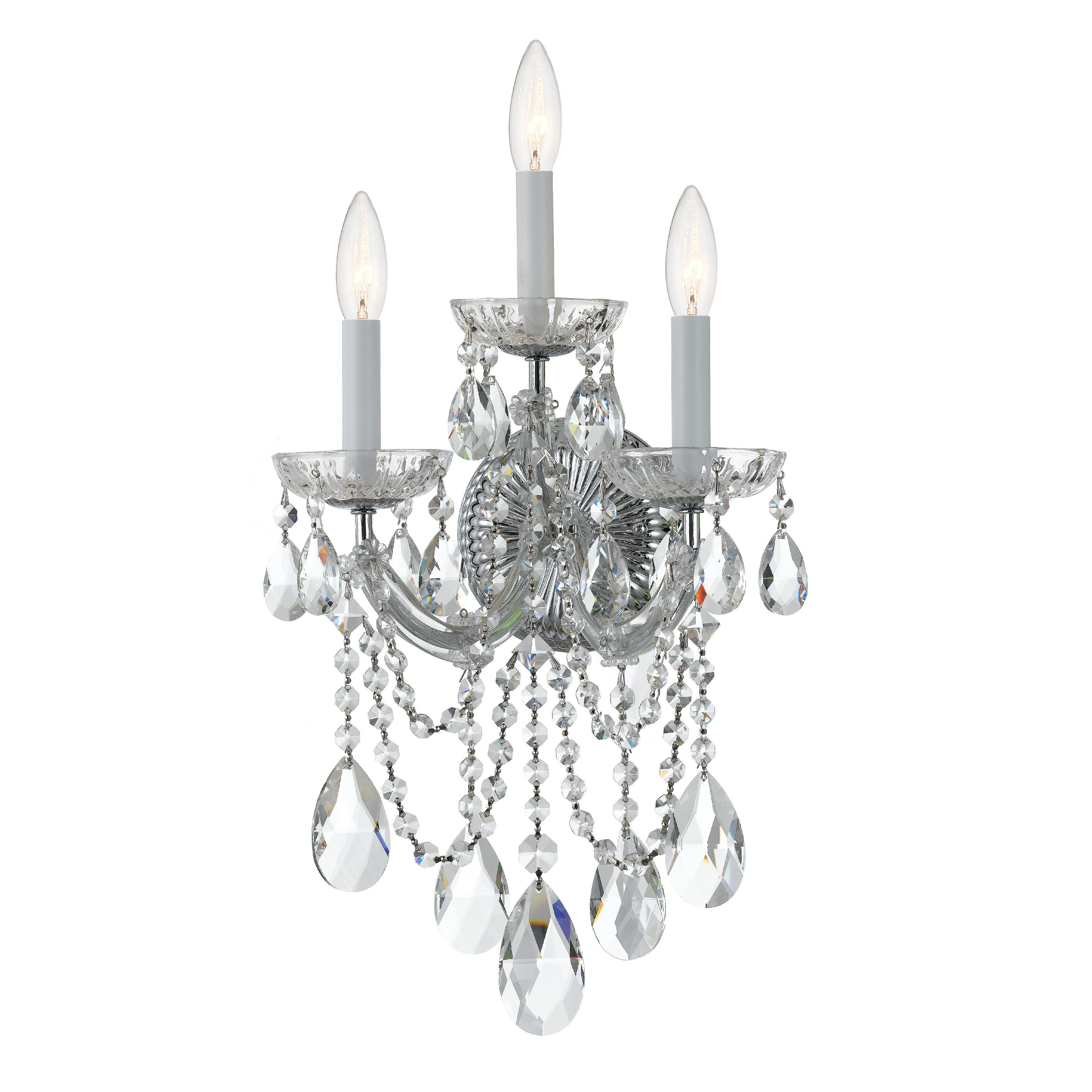 Maria Theresa Sconce Wall Light in Clear Spectra, Polished Chrome