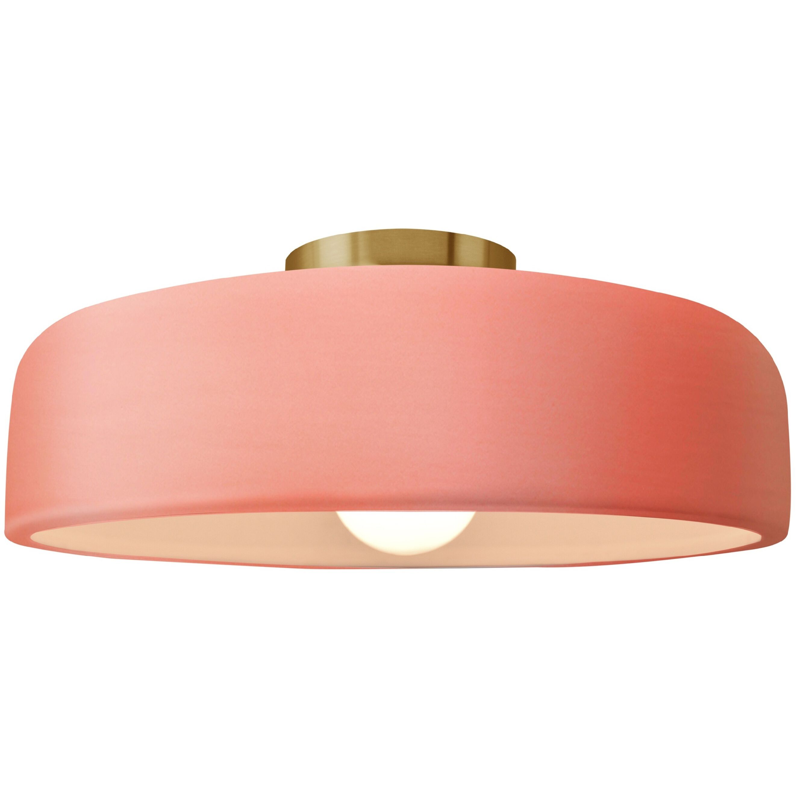 Radiance Collection - Spire 1 Light 13 inch Gloss Blush and Brushed Brass Semi-Flush Ceiling Light in Replaceable Bulb, 13W x 6H, Form+Finish+Function