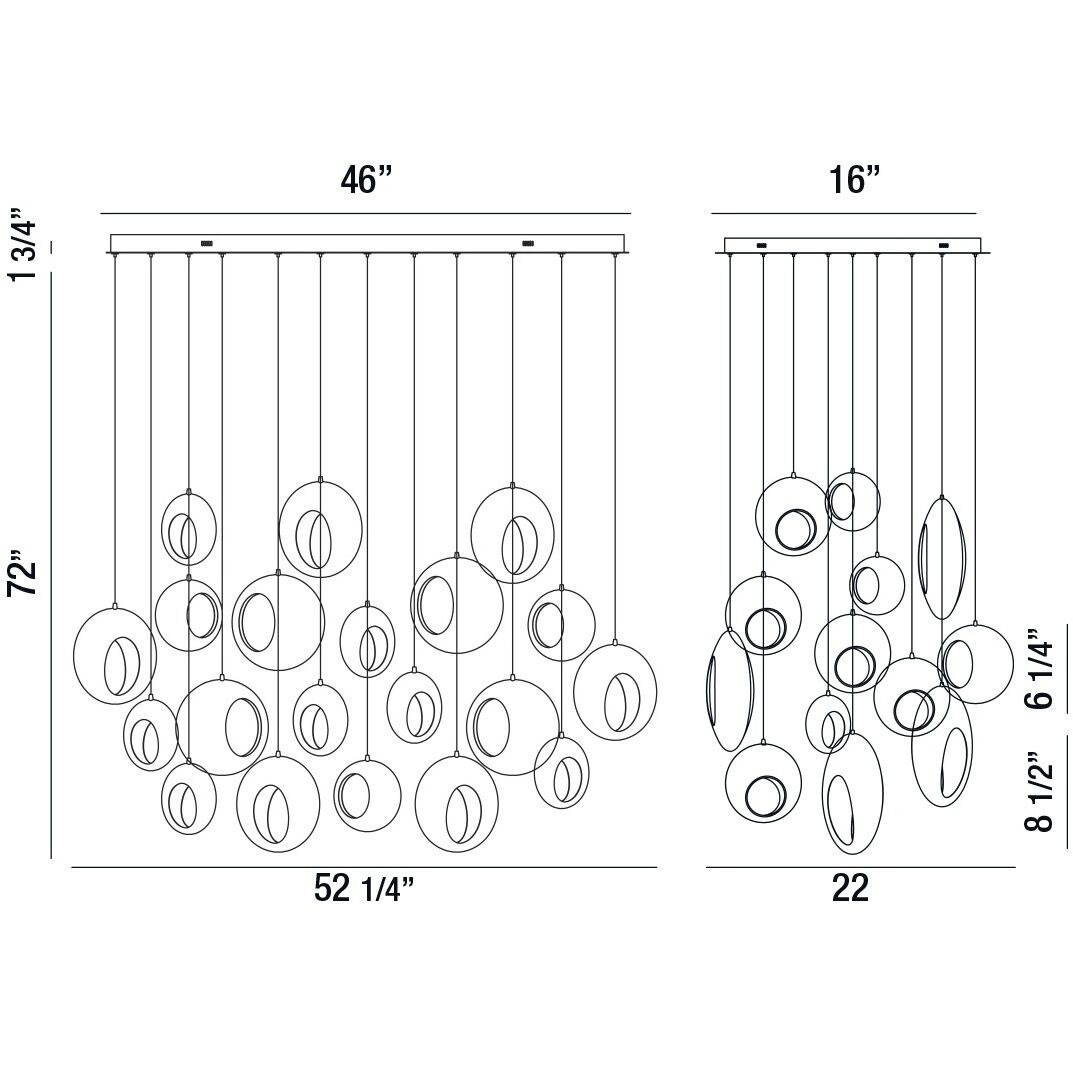 Arlington LED 22 inch Black Chandelier Ceiling Light