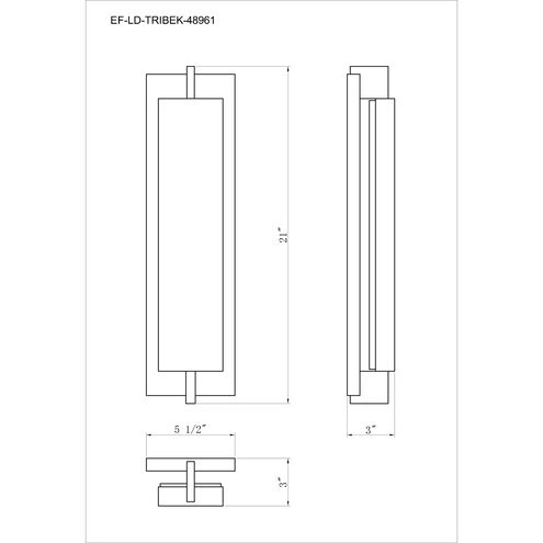 Tribek 1 Light 21 inch Black Outdoor Wall Sconce