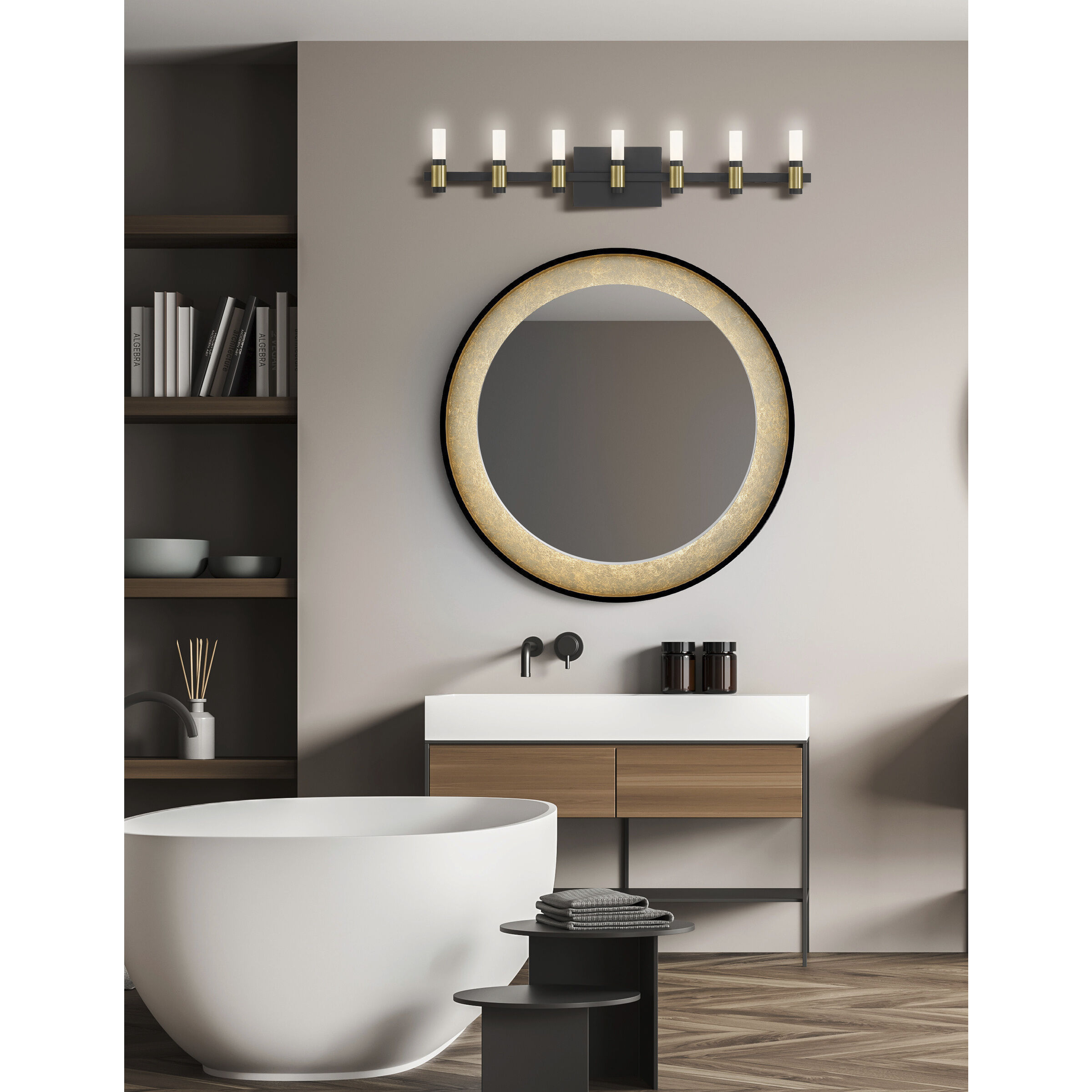 Albany LED 32.25 inch Silver and Black Vanity Light Wall Light
