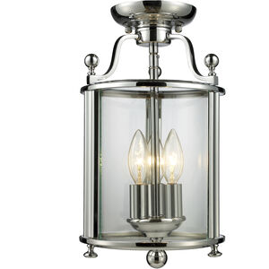 Wyndham 3 Light 8.5 inch Chrome Semi Flush Mount Ceiling Light