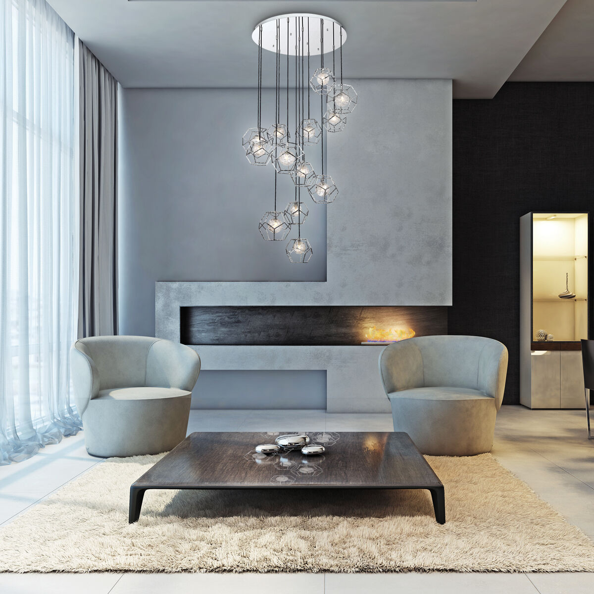 Norway LED 40.5 inch Chrome Chandelier Ceiling Light