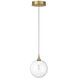 Iissa LED 6.25 inch Gold Pendant Ceiling Light in Clear