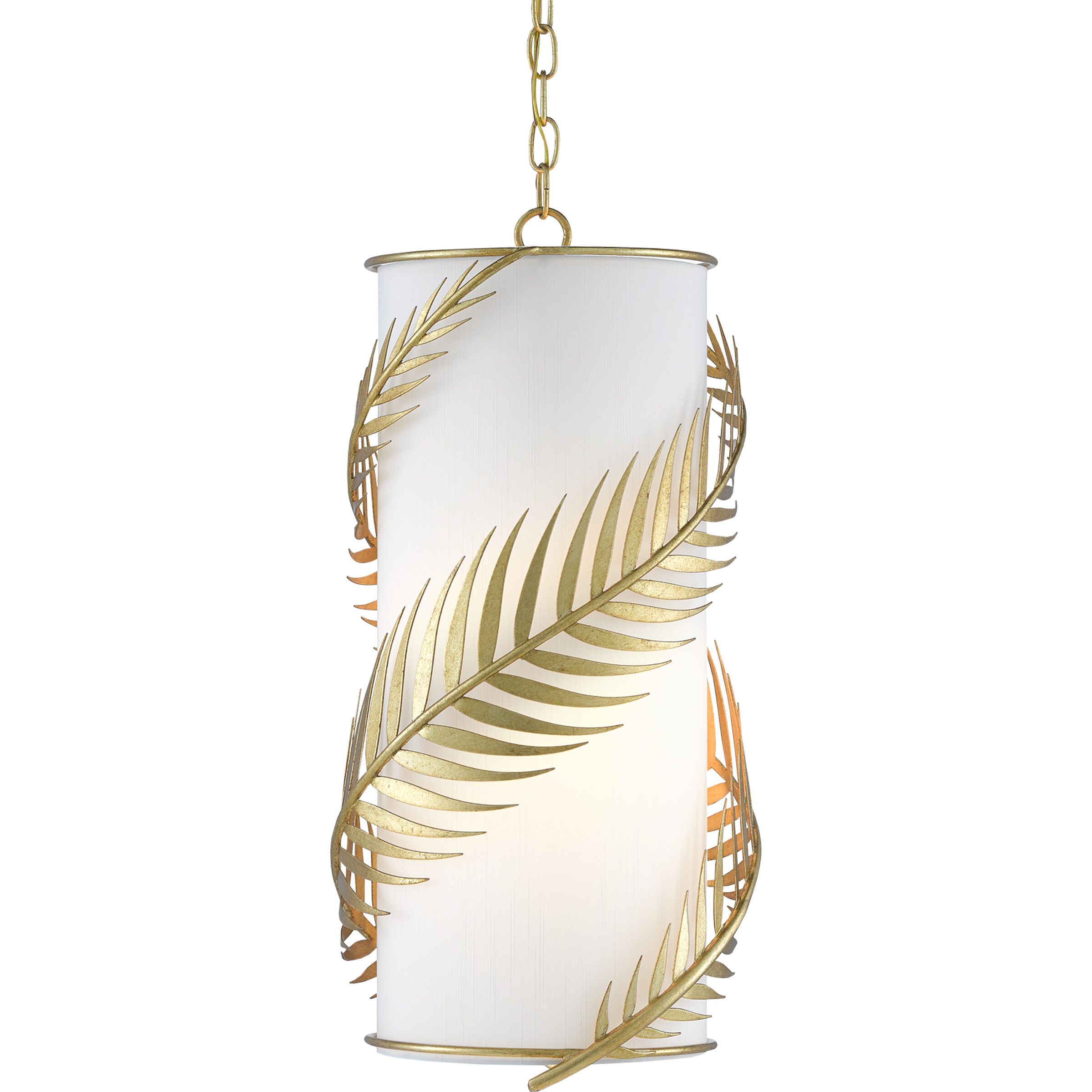 Currey & Company Queenbee Palm 1 Light 10 inch Contemporary Gold Leaf/White Pendant Ceiling Light 9000-0782 - Open Box