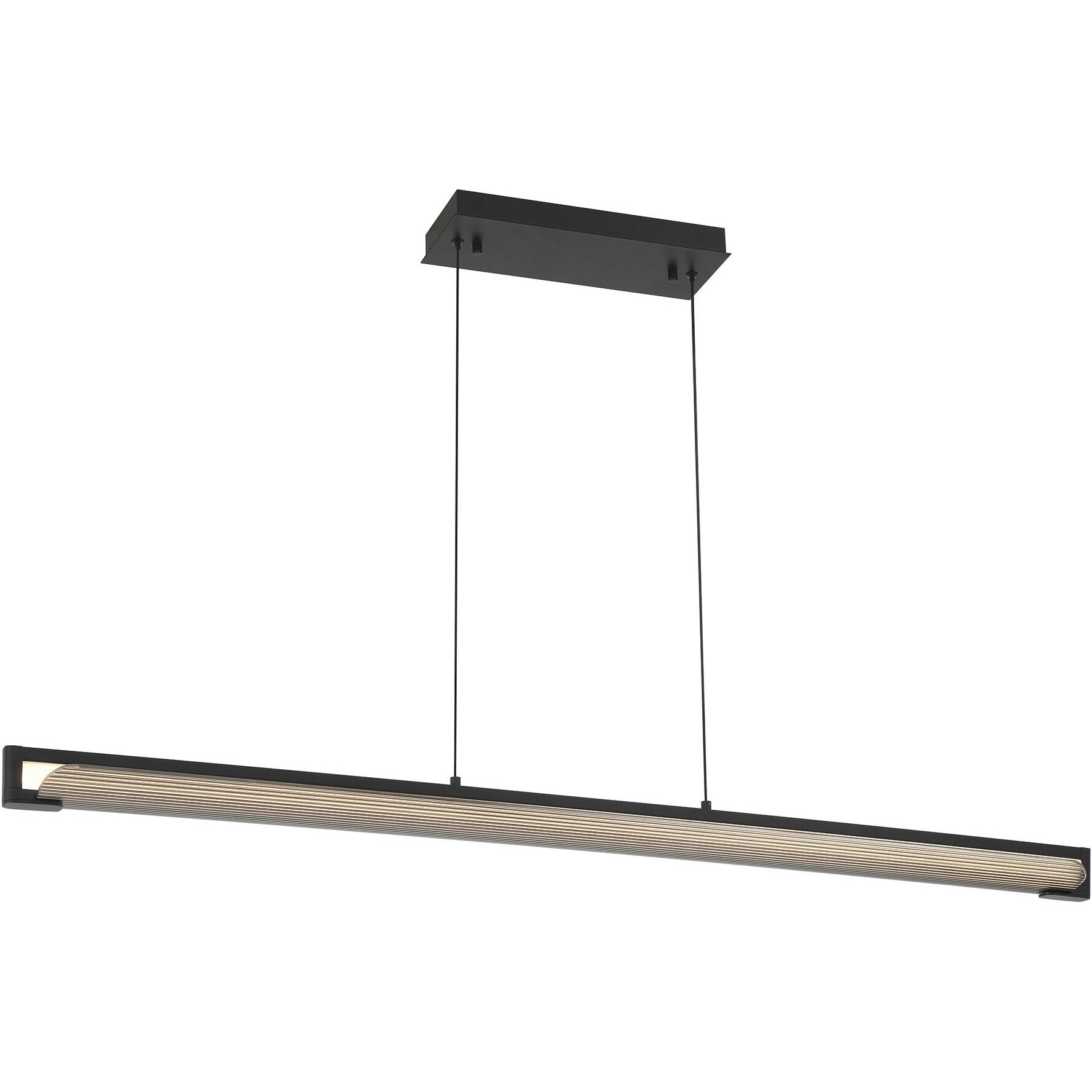 Neoness LED 50 inch Matte Black Linear Chandelier Ceiling Light in Smoke