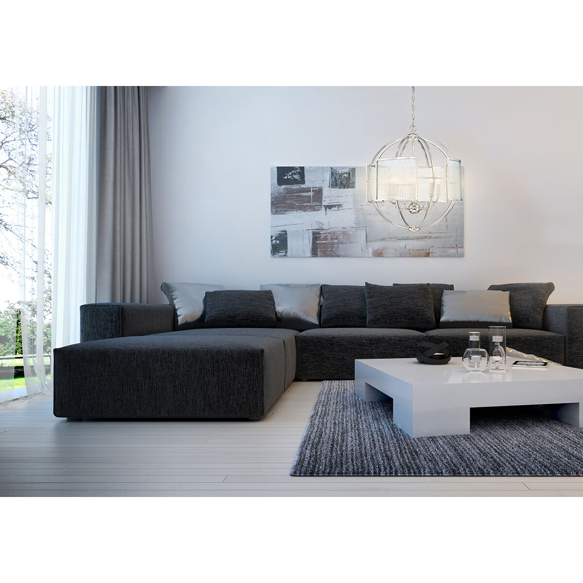 Manilow 6 Light 19 inch Brass Chandelier Ceiling Light