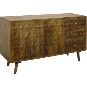 Diamond Cube 55 X 18 inch Mahogany Brown and Brushed Brass Sideboard