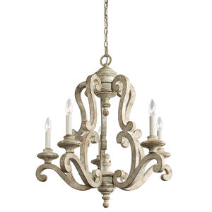 Hayman Bay 5 Light 28 inch Distressed Antique White Chandelier 1 Tier Medium Ceiling Light, 1 Tier Medium
