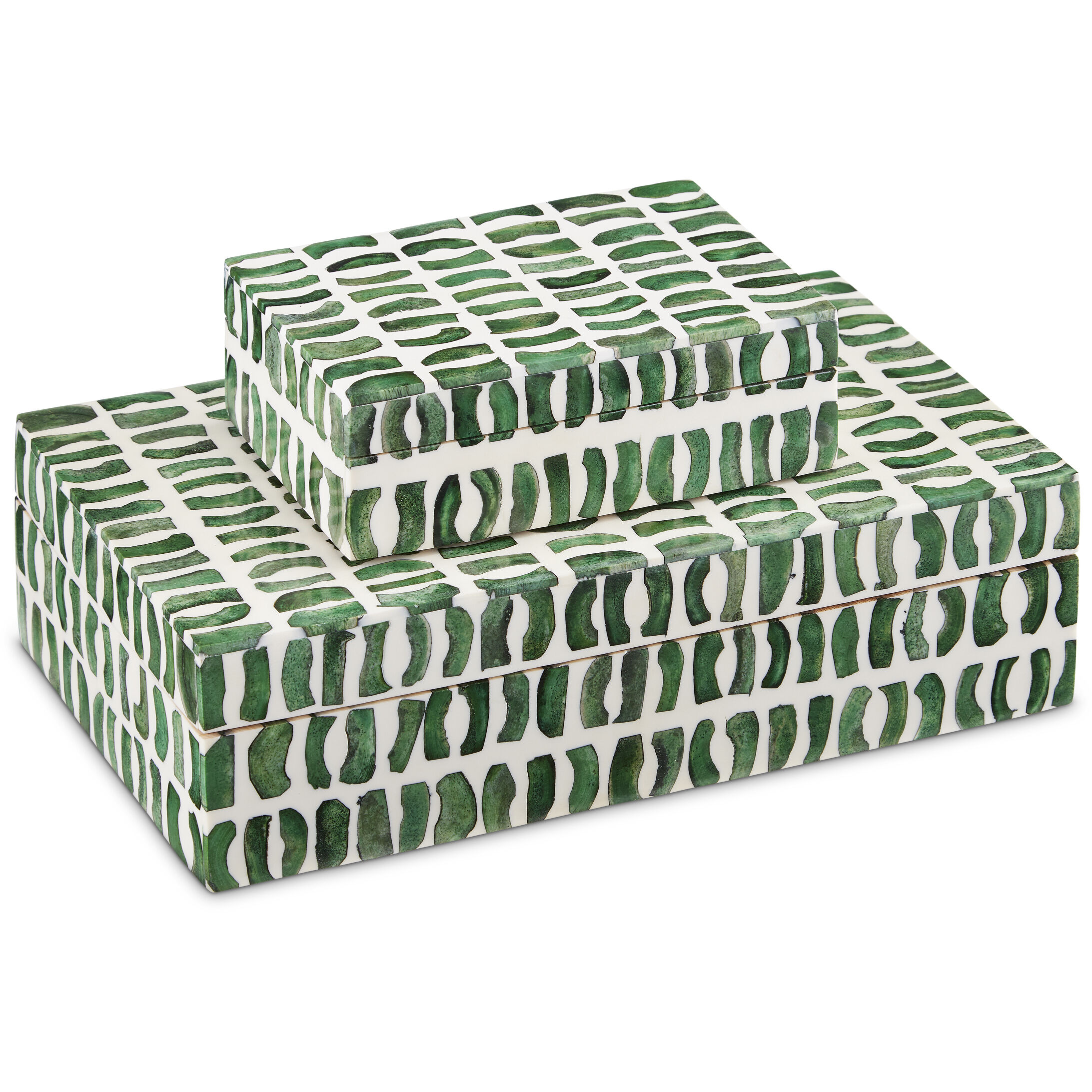 Emerald 10.5 inch Green/White Boxes, Set of 2