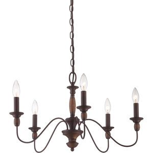 Holbrook 5 Light 24 inch Tuscan Brown Chandelier Ceiling Light
