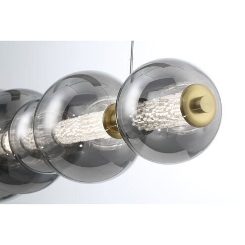 Atomo Linear Chandelier Ceiling Light in Gold, Smoke