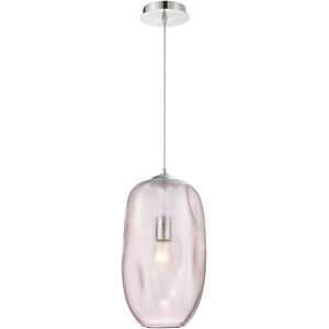 Labria 1 Light 10 inch Chrome Pendant Ceiling Light in Pink, Large
